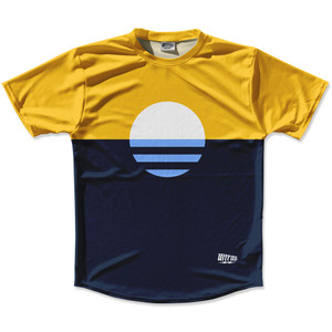 Milwaukee Flag Running Shirt Track Cross Made In USA - Yellow Navy Milwaukee Flag Running Shirt Track Cross Made In USA - Yellow Navy