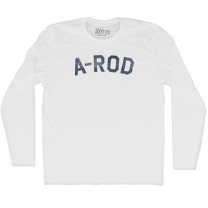A-Rod Adult Cotton Long Sleeve T-shirt - White