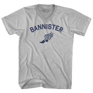 Bannister Track Running Winged Foot Adult Tri-Blend V-neck T-shirt - Cool Grey Bannister Track Running Winged Foot Adult Tri-Blend V-neck T-shirt - Cool Grey