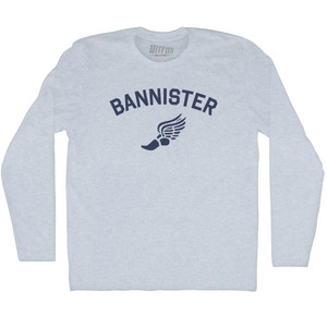 Bannister Track Running Winged Foot Adult Tri-Blend Long Sleeve T-shirt - Athletic White Bannister Track Running Winged Foot Adult Tri-Blend Long Sleeve T-shirt - Athletic White