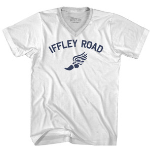 Iffley Road Track Running Winged Foot Adult Tri-Blend V-neck T-shirt - White Iffley Road Track Running Winged Foot Adult Tri-Blend V-neck T-shirt - White