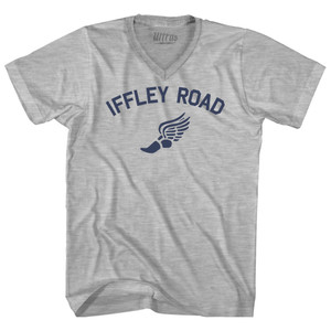 Iffley Road Track Running Winged Foot Adult Cotton V-neck T-shirt - Grey Heather