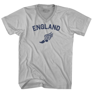 Title England Track Running Winged Foot Adult Tri-Blend V-neck T-shirt - Cool Grey Title England Track Running Winged Foot Adult Tri-Blend V-neck T-shirt - Cool Grey