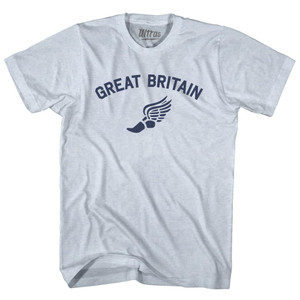 Great Britain Track Running Winged Foot Adult Tri-Blend T-shirt - Athletic White Great Britain Track Running Winged Foot Adult Tri-Blend T-shirt - Athletic White