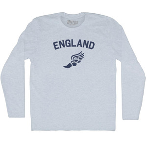 Title England Track Running Winged Foot Adult Tri-Blend Long Sleeve T-shirt - Athletic White Title England Track Running Winged Foot Adult Tri-Blend Long Sleeve T-shirt - Athletic White