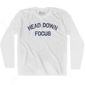 Head down Focus Adult Cotton Long Sleeve T-shirt - White