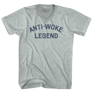 Anti-Woke Legend Adult Tri-Blend V-neck T-shirt - Athletic Cool Grey