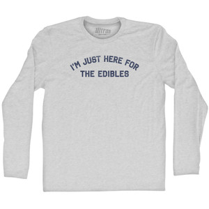 Im Just Here For The Edibles Adult Cotton Long Sleeve T-shirt - Grey Heather