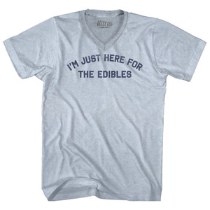 Im Just Here For The Edibles Adult Tri-Blend V-neck T-shirt - Athletic White Im Just Here For The Edibles Adult Tri-Blend V-neck T-shirt - Athletic White