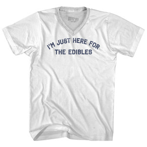 Im Just Here For The Edibles Adult Tri-Blend V-neck T-shirt - White Im Just Here For The Edibles Adult Tri-Blend V-neck T-shirt - White