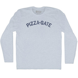 Pizza-Gate Adult Tri-Blend Long Sleeve T-shirt - Athletic White
