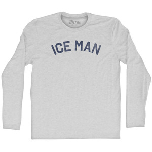 Ice Man Adult Cotton Long Sleeve T-shirt - Grey Heather