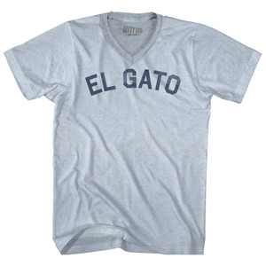 El Gato Adult Tri-Blend V-neck T-shirt - Athletic White