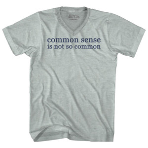 Common Sense Is Not So Common Adult Tri-Blend V-neck T-shirt - Athletic Cool Grey