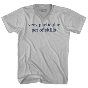 Very Particular Set Of Skills Adult Tri-Blend V-neck T-shirt - Cool Grey