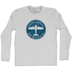 Atletico Aviacion De Madrid Roundel Adult Cotton Long Sleeve T-shirt - Grey Heather