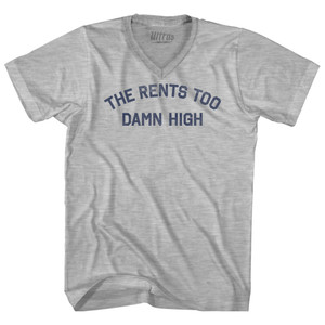 The Rents Too Damn High Adult Cotton V-neck T-shirt - Grey Heather