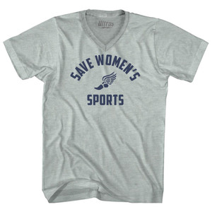 Save Women's Sports Adult Tri-Blend V-neck T-shirt - Athletic Cool Grey Save Women's Sports Adult Tri-Blend V-neck T-shirt - Athletic Cool Grey