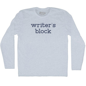 Writer's Block Typewriter Font Adult Tri-Blend Long Sleeve T-shirt - Athletic White Writer's Block Typewriter Font Adult Tri-Blend Long Sleeve T-shirt - Athletic White