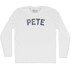 Pete Adult Cotton Long Sleeve T-shirt - White