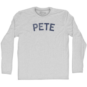 Pete Adult Cotton Long Sleeve T-shirt - Grey Heather