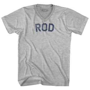 Rod Adult Cotton V-neck T-shirt - Grey Heather