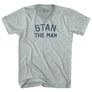 Stan The Man Adult Tri-Blend V-neck T-shirt - Athletic Cool Grey