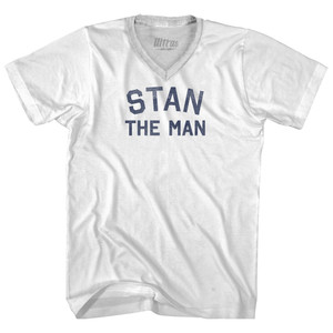 Stan The Man Adult Tri-Blend V-neck T-shirt - White