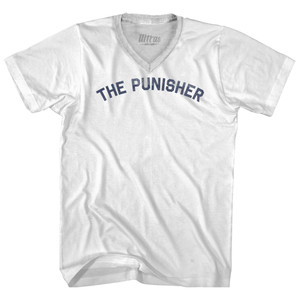 The Punisher Adult Tri-Blend V-neck T-shirt - White