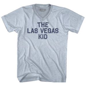 The Las Vegas Kid Adult Tri-Blend V-neck T-shirt - Athletic White