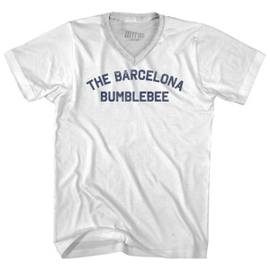The Barcelona Bumblebee Adult Tri-Blend V-neck T-shirt - White