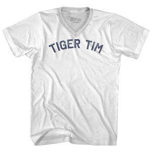 Tiger Tim Adult Tri-Blend V-neck T-shirt - White