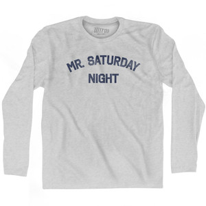 Mr Saturday Night Adult Cotton Long Sleeve T-shirt - Grey Heather