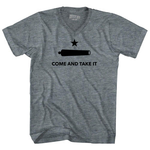 Come And Take It Adult Tri-Blend V-neck T-shirt - Athletic Grey