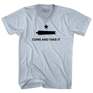 Come And Take It Adult Tri-Blend V-neck T-shirt - Athletic White