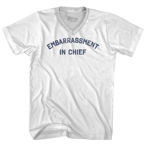 Embarrassment In Chief Adult Tri-Blend V-neck T-shirt - White