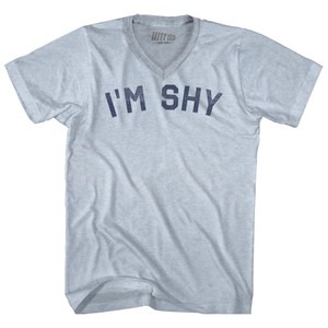 I'm Shy Adult Tri-Blend V-neck T-shirt - Athletic White