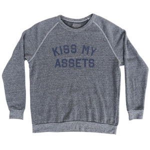 Kiss My Assets Adult Tri-Blend Sweatshirt - Athletic Grey