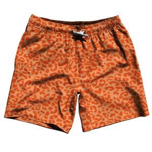 Cheetah Two Tone Light Orange Swim Shorts 7" Made in USA - Light Orange Cheetah Two Tone Light Orange Swim Shorts 7" Made in USA - Light Orange