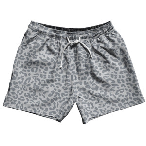 Cheetah Two Tone Cool Grey 5" Swim Shorts Made in USA - Cool Grey Cheetah Two Tone Cool Grey 5" Swim Shorts Made in USA - Cool Grey