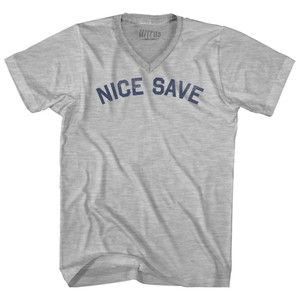 Nice Save Adult Cotton V-neck T-shirt - Grey Heather Nice Save Adult Cotton V-neck T-shirt - Grey Heather