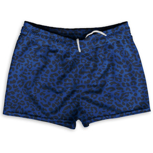 Cheetah Two Tone Royal Blue Shorty Short Gym Shorts 2.5" Inseam Made In USA - Royal Blue Cheetah Two Tone Royal Blue Shorty Short Gym Shorts 2.5" Inseam Made In USA - Royal Blue