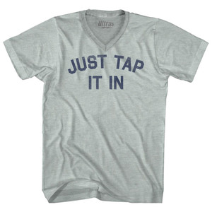 Just Tap It In Adult Tri-Blend V-neck T-shirt - Athletic Cool Grey