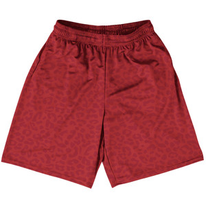 Cheetah Two Tone Red Basketball Practice Shorts Made In USA - Red Cheetah Two Tone Red Basketball Practice Shorts Made In USA - Red