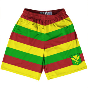 Hawaii Kanaka Maoli Flag Lacrosse Shorts Made In USA - Yellow Red Green Hawaii Kanaka Maoli Flag Lacrosse Shorts Made In USA - Yellow Red Green