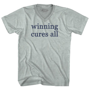 Winning Cures All Rage Font Adult Tri-Blend V-neck T-shirt - Athletic Cool Grey Winning Cures All Rage Font Adult Tri-Blend V-neck T-shirt - Athletic Cool Grey