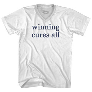 Winning Cures All Rage Font Adult Tri-Blend V-neck T-shirt - White Winning Cures All Rage Font Adult Tri-Blend V-neck T-shirt - White