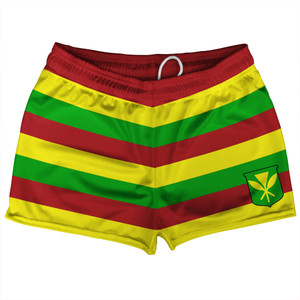 Hawaii Kanaka Maoli Flag Shorty Short Gym Shorts 2.5" Inseam Made In USA - Yellow Red Green Hawaii Kanaka Maoli Flag Shorty Short Gym Shorts 2.5" Inseam Made In USA - Yellow Red Green