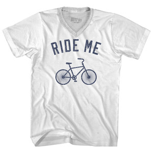 Ride Me Bike Adult Tri-Blend V-neck T-shirt - White