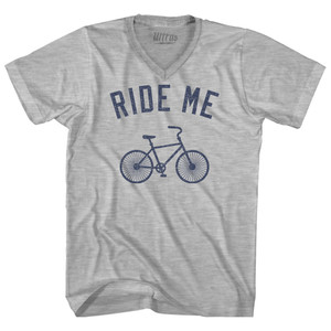 Ride Me Bike Adult Cotton V-neck T-shirt - Grey Heather